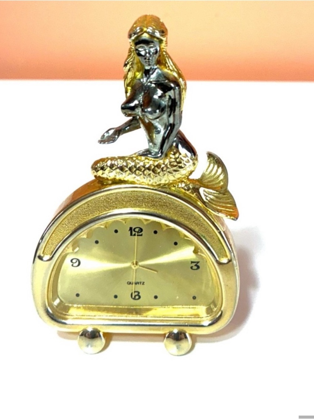 Gold-Plated Mermaid Table Clock